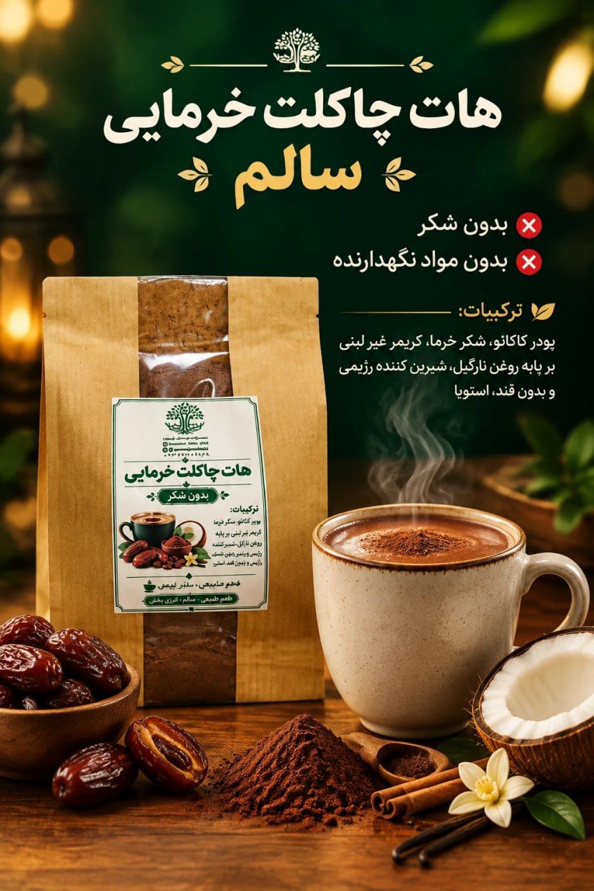 هات چاکلت خرمایی سالم(100g)
